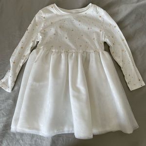 Old Navy 2T toddler white gold star tulle dress